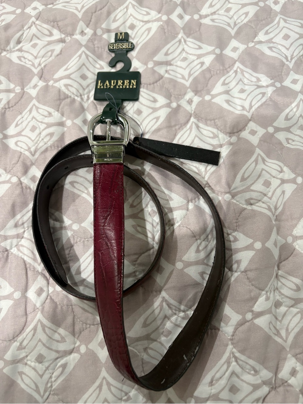 Lauren Ralph Lauren Reversible Burgundy and Black Leather Belt